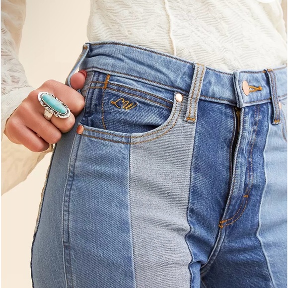 Wrangler X Women's Lainey Wilson Blue Patchwork Bell Bottom Jeans - Picture 5 of 5